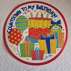​Countdown To My Birthday Spinning Wheel Sign Wall Decor Cake Balloons Gifts Kid